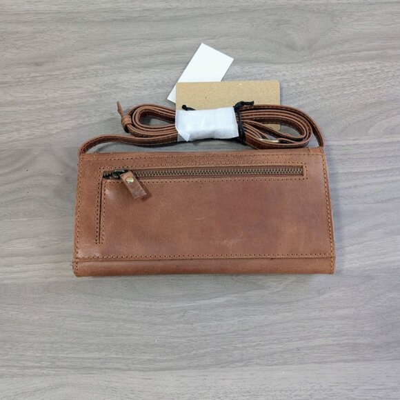 Crossbody Wallet Wristlet Purse Vegan Leather Brown - Picture 9 of 9